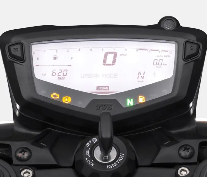 TVS Apache 220 speedometer with different riding modes